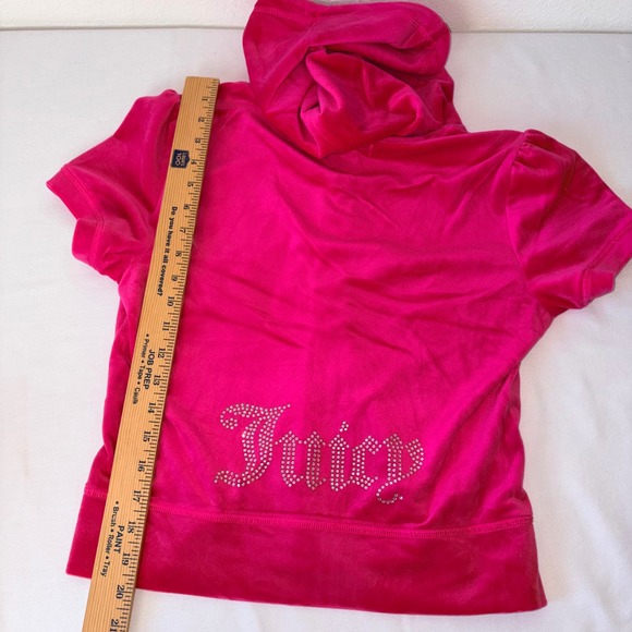 Juicy Couture Vixen Pink Velour Short Sleeve Hoodie & Shorts Set Rhinestone M - Picture 3 of 11